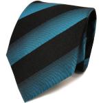 TigerTie Designer Silk Tie in Striped (Wide Stripes) Tie Width 8 cm, Turquoise, green, opal green, black