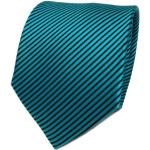 TigerTie Designer Silk Tie in Striped Pattern - Tie Width 8 cm, Turquoise Black