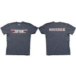 Top Gun Logo and Maverick Name Erwachsene Heather Marineblau T-Shirt (Small)