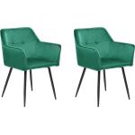 Smaragdinvihreät Modernit Metalliset Käsinojalliset Beliani Ruokapöydän tuolit 2 kpl 