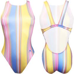 Turbo Pastel Stripes Swimsuit Keltainen S Nainen