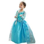 ELSA & ANNA Prinzessin Kleid Mädchen – Eiskönigin – Prinzessinnenkostüm – Mädchen Kleid für Partys, Geburtstage, Fasching, Karneval und Halloween – Prinzessin Kostüm Mädchen – 6-7 Jahre (Dress206)