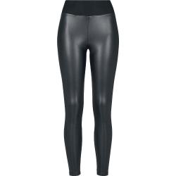 Urban Classics Leggingsit - Ladies Faux Leather High Waist Leggings leggingsit - S- 5XL - varten Naiset - Musta