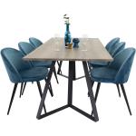Venture Home - Ruokapöytä Maggie ja ruokapöydän tuolit Velvet, 6 kpl - Sininen