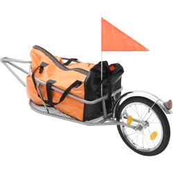 vidaXL Polkupyörän tavarankuljetuskärry kassilla oranssi ja musta