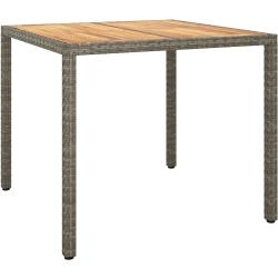 vidaXL Puutarhapöytä 90x90x75 cm polyrottinki ja akaasiapuu harmaa