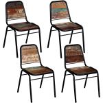 Moniväriset Vintage-tyyliset Tiikki-puiset VidaXL Ruokapöydän tuolit 4 kpl 