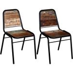 Moniväriset Vintage-tyyliset Tiikki-puiset VidaXL Ruokapöydän tuolit 2 kpl 