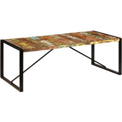 vidaXL Ruokapöytä 220x100x75 cm kiinteä kierrätetty puu