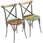 Moniväriset Vintage-tyyliset Kierrätetystä puusta valmistetut VidaXL Ruokapöydän tuolit 2 kpl 