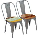 Moniväriset Retro-tyyliset Kierrätetystä puusta valmistetut VidaXL Ruokapöydän tuolit 2 kpl 