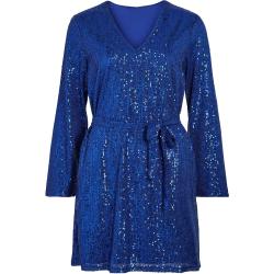Viglitas Deep V-Neck L/S Sequin Dress Lyhyt Mekko Blue Vila