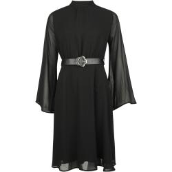 Voodoo Vixen - Rockabilly Keskipitkä mekko - 60s Sheer Layer Belted Dress - XS- 3XL - varten Naiset - Musta