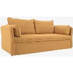 Keltaiset Pellavakankaiset Kave Home 3 hengen 3-istuttavat sohvat 