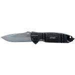 Walther Uni Messer Tac Knife Silver TacKnife STK 5.0717 Outdoormesser mit Holster, mit Fangriemen, mit Clip Schwarz, M