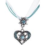 Women’s Costume Necklace, Elegant Heart with Rhinestones and Edelweiss in many Colours, Pendant Costume Necklace for Dirndl and Leather Trousers -