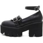Womens Pump Gothic Shoes Ankle Strap Women's Shoes High Chunky Heels Platform Punk Creepers Shoes Female Buckle Comfortable